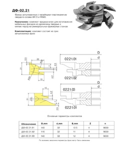 ДФ-02.21 комплект фрез для изготовления мебельного фасада, 125х32, ВК-15
